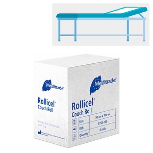 Meditrade® Ärztekrepp ROLLICEL® 2-lagig weiß 50,0 cm x 100,0 m, 6 Rollen