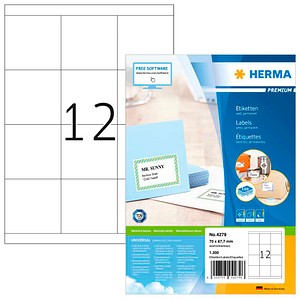 HERMA Etiketten 4279 weiß 70,0 x 67,7 mm, 100 Blatt