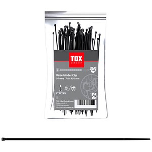 TOX Kabelbinder Clip schwarz 450,0 mm x 7,6 mm, 100 St.