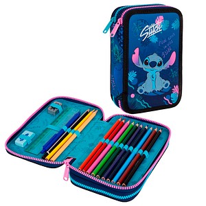 CoolPack Federmäppchen befüllt Jumper 2 Disney Stitch Motiv 35-teilig, 21,5 x 14,0 cm