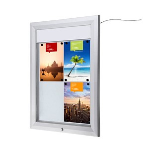 Showdown® Displays Schaukasten T LED silber 4x DIN A4 58,5 x 4,7 x 86,0 cm, 1 St.