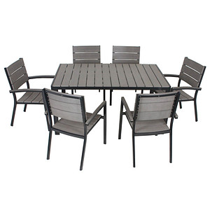 Garden Pleasure Sitzgruppe OLIVIA, schwarz Kunststoff, Metall, 7-teilig